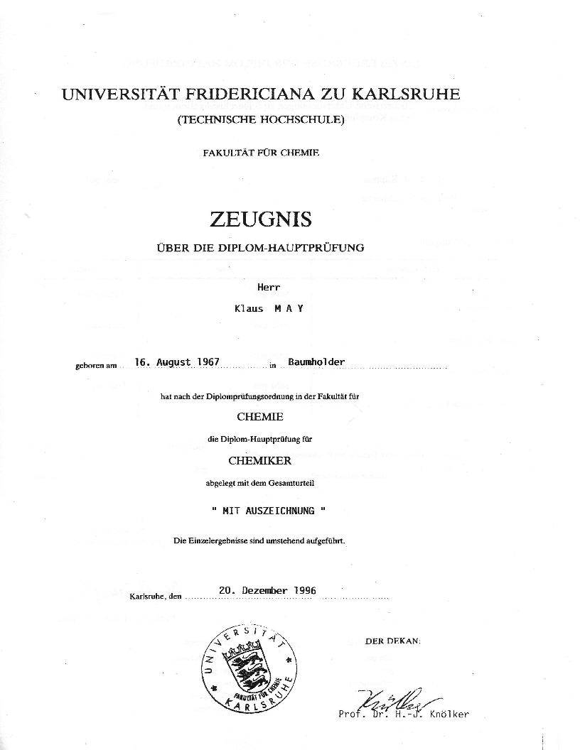 Dr. Klaus D. May, Informatiker, promovierter Chemiker, Sport und MS